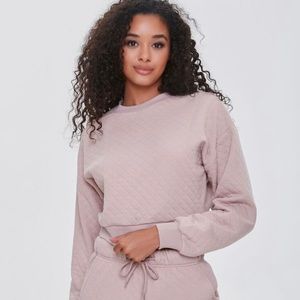 Forever 21 Beige Quilted Cropped Sweatshirt
